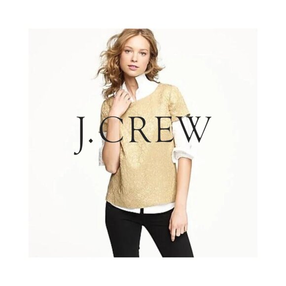 J. CREW Metallic Foil Jacquard Top 4 - Picture 3 of 13